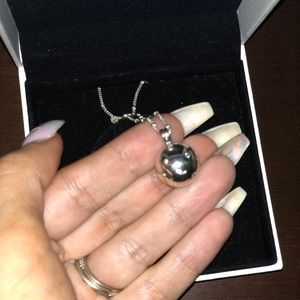 Pandora silver and crystal ball necklace